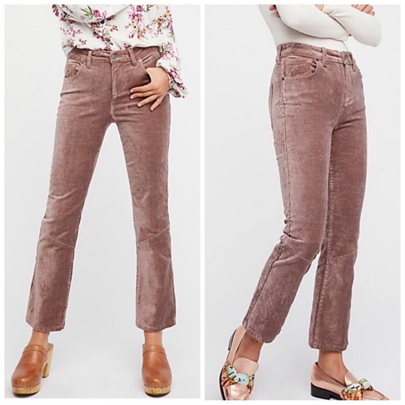 Free People Velvet Crop Flare Jeans High Waist 24